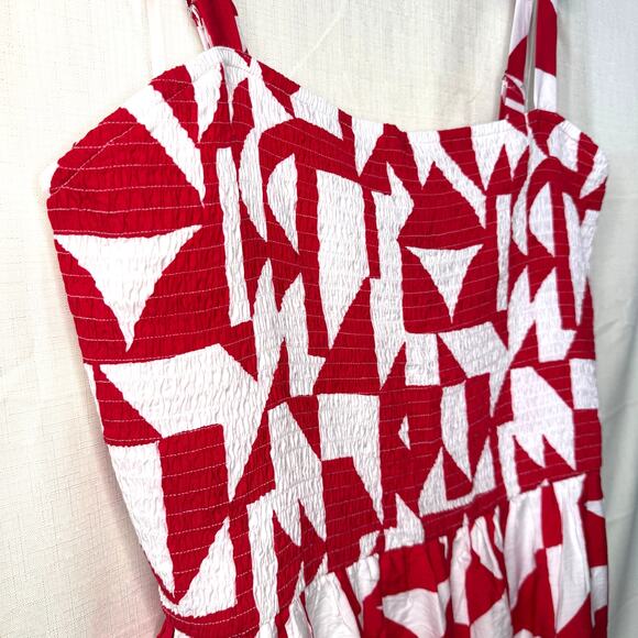 LANE BRYANT‎ Smocked-Bodice Midi Dress Women's 26 Bold Fit & Flare Modern Preppy - Picture 4 of 13